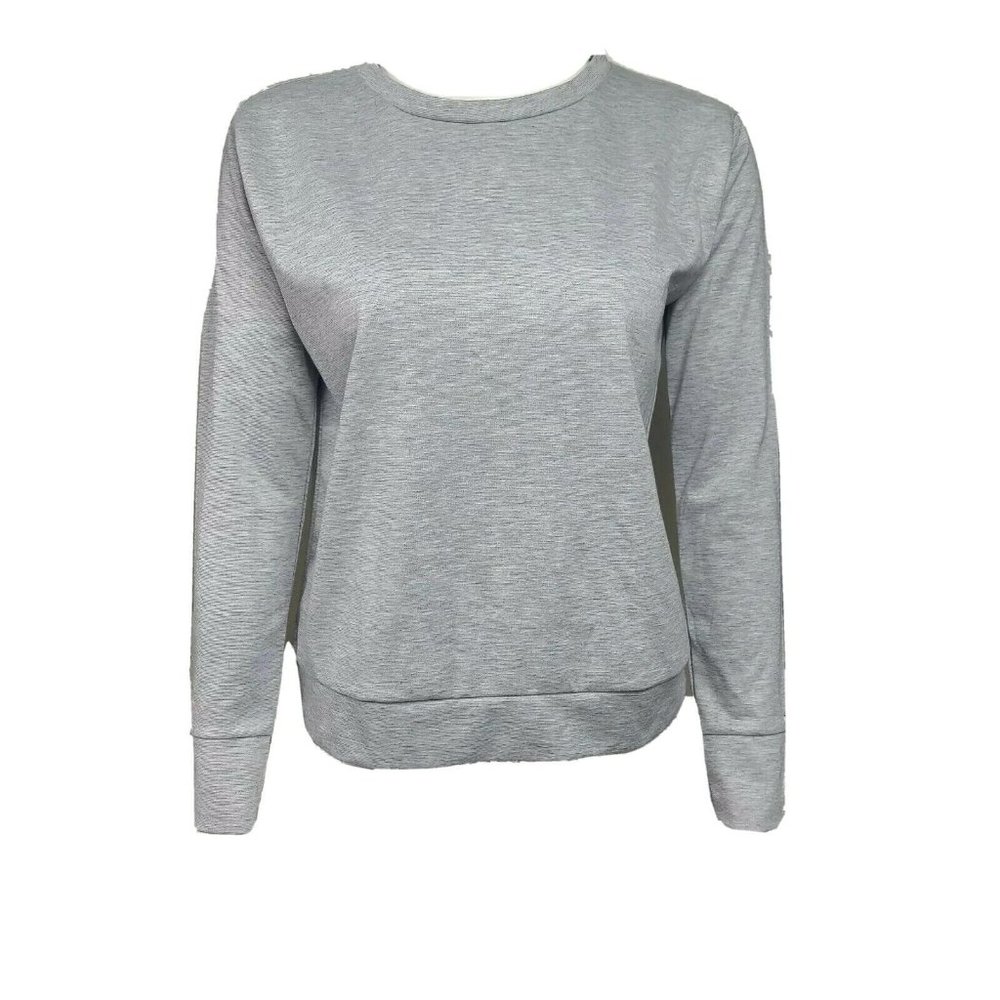 Femme Luxe‎ Top Womens Size M/L Medium Large Solid All Grey Gray Long Sleeve